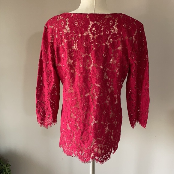 NWOT LACE Women’s TOP, ADIVA. Special occasion. 3/4 sleeves, V Neckline SIZE M - Picture 2 of 12